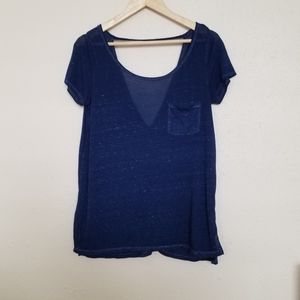 American Eagle Blue Sheer V Back Top